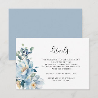 Watercolor floral Wedding Details Card