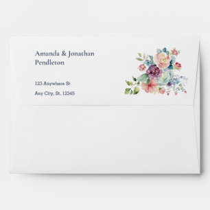 Watercolor Floral Wedding Envelope Pre-addressed