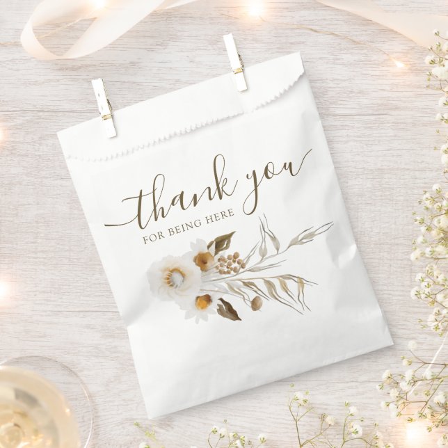 Watercolor Floral Wedding Favour Bags (Clipped)