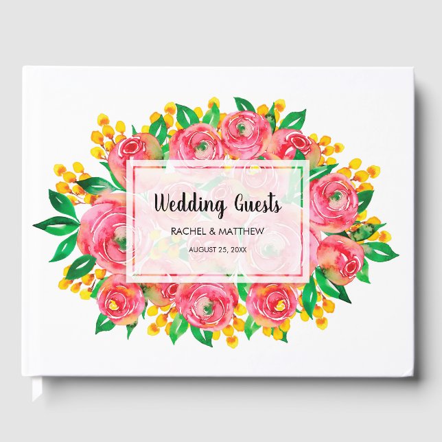 Watercolor Floral Wedding Guest Book (Front)