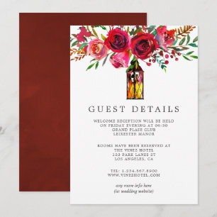 Watercolor Floral Wedding Guest Details Invitation