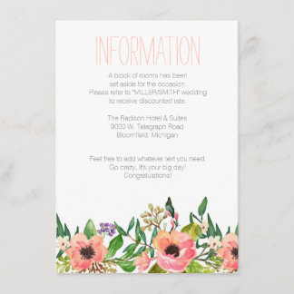 Watercolor Floral Wedding Information Card