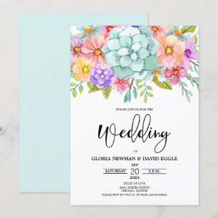 Watercolor Floral Wedding Invitation