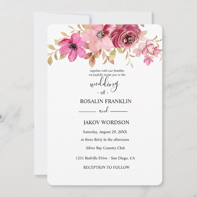 watercolor floral wedding invitation (Front)