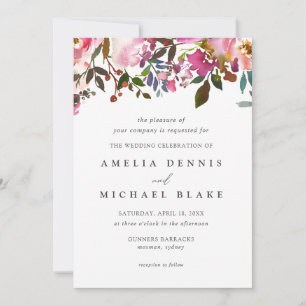 Watercolor Floral Wedding Invitation