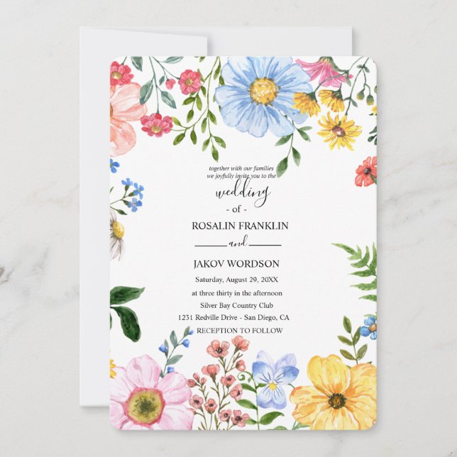 watercolor floral wedding Invitation (Devant)