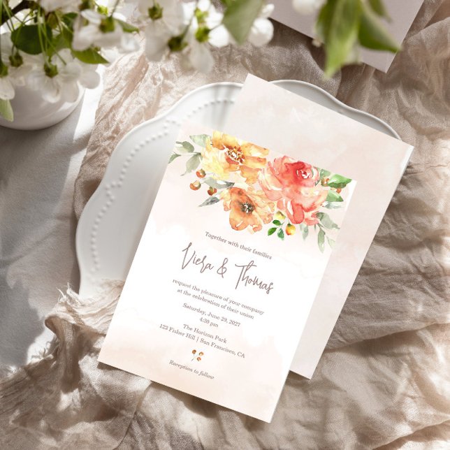 Watercolor Floral Wedding Invitation (Creator Uploaded)