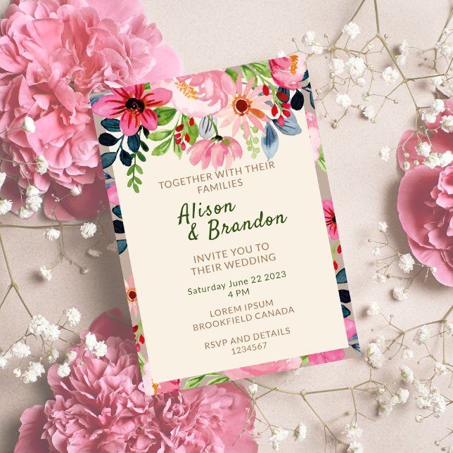 Watercolor Floral Wedding Invitation  (Creator Uploaded)