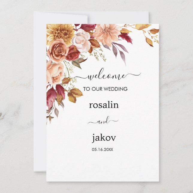 watercolor floral wedding invitation (Front)