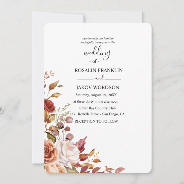 watercolor floral wedding Invitation (Devant)