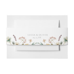 Watercolor Floral Wedding Invitation Belly Band