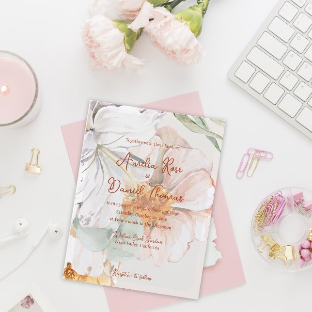 Watercolor Floral Wedding Invitation | Blush Peach (Watercolor Floral Wedding Invitation | Blush Peach Garden Invite)