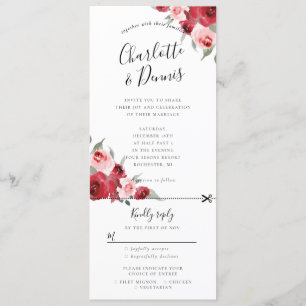 Watercolor floral wedding invite rsvp attached