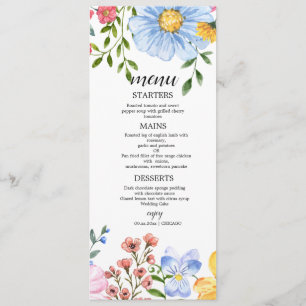 Watercolor Floral Wedding Menu