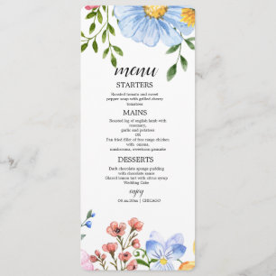 Watercolor Floral Wedding Menu