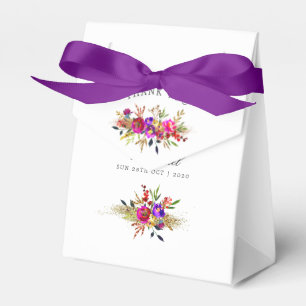 Watercolor Floral Wedding Monogram Favor Box