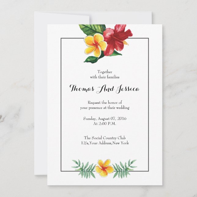 Watercolor Floral Wedding party invitation (Front)