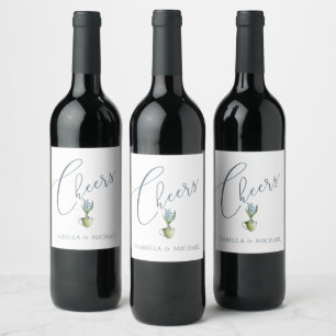 Watercolor Floral Wedding Personalized Wine Label