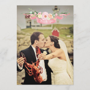 Watercolor Floral Wedding Photo Thank You Cards