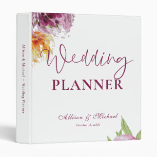Watercolor Floral Wedding Planner Binder
