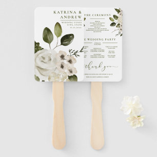 Watercolor Floral Wedding Program Fans