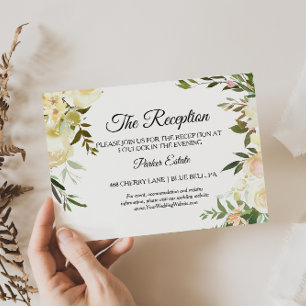 Watercolor Floral Wedding Reception Card