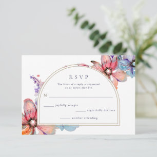 Watercolor Floral Wedding  RSVP Card