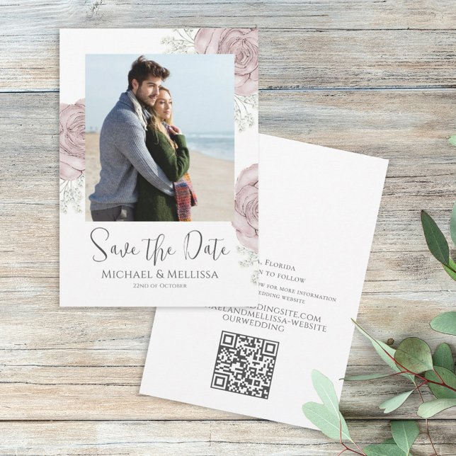 Watercolor Floral Wedding Save the Date Photo (Creator Uploaded)