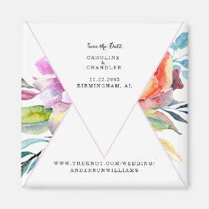 Watercolor Floral Wedding Save the Date Website Magnet