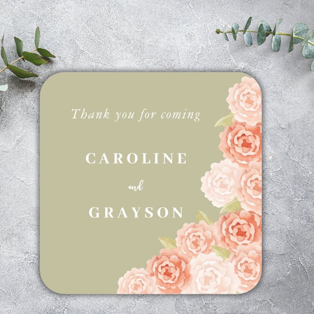 WATERCOLOR FLORAL WEDDING SQUARE STICKER (Creator Uploaded)