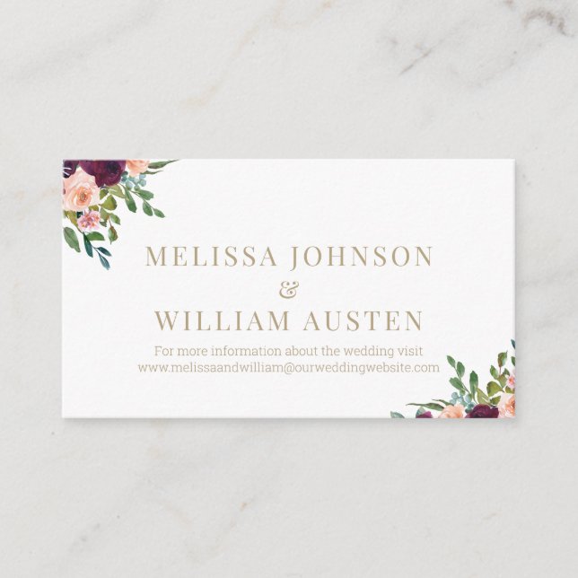 Watercolor Floral Wedding Website Enclosure Card (Front)