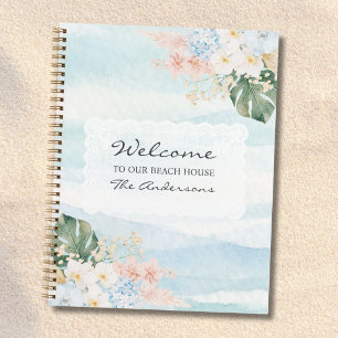 Watercolor Floral Welcome Beach House Guestbook Notebook