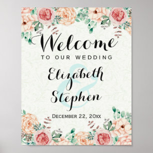 Watercolor Floral Welcome Wedding Reception Sign