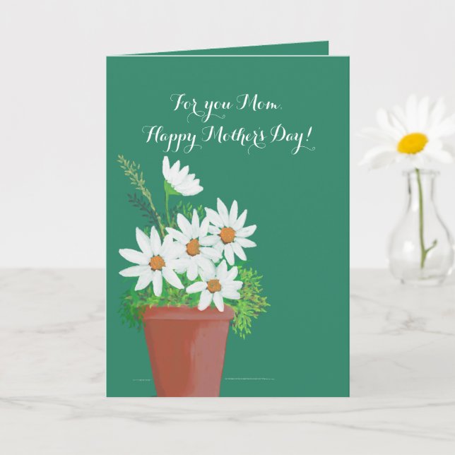Watercolor Floral White Daisies Mother's Day Card (Small Plant)