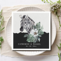 Watercolor Floral Wild Zebra Safari Wedding 