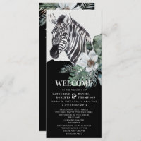 Watercolor Floral Wild Zebra Safari Wedding