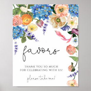 Watercolor Floral Wildflower Bridal shower Favors Poster