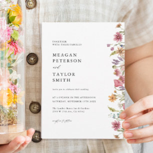 Watercolor Floral Wildflower Garden Wedding Invitation
