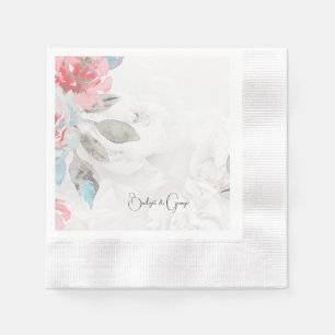 watercolor floral wildflower rose peony  wedding n napkin