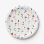 Watercolor Floral Wildflower Spring Baby Shower Paper Plate (Front)