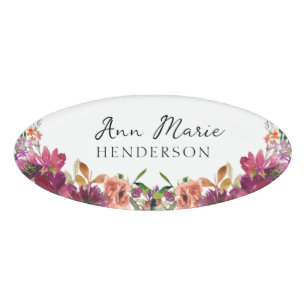 Watercolor Floral Wildflowers  Name Tag