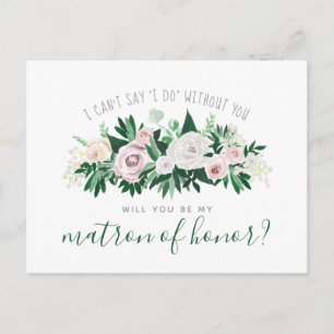 Watercolor Floral Will You Be Matron of Honour Invitation Postcard