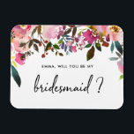 Watercolor Floral Will you be my bridesmaid Magnet<br><div class="desc">Ask your friends and family to be a part of your wedding with this floral "Will You Be My Bridesmaid" magnet featuring watercolor illustrations and calligraphy script.</div>