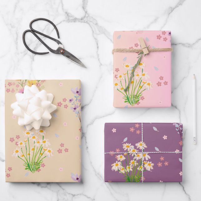  Watercolor Floral  Wrapping Paper Sheet (Front)