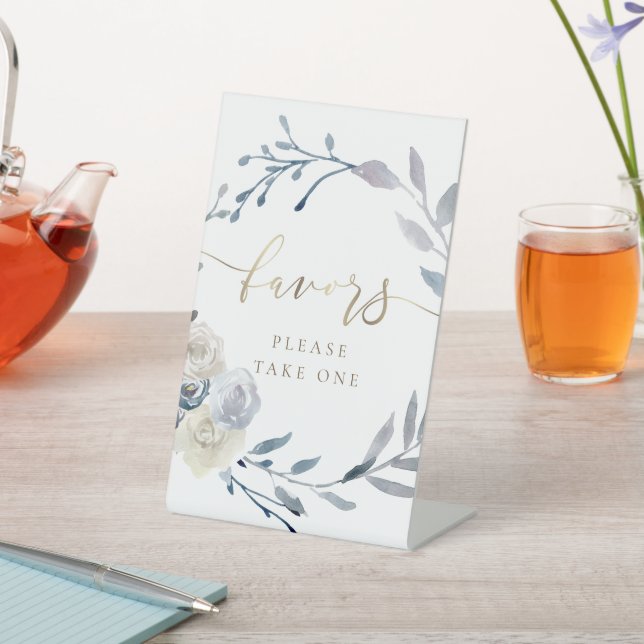 watercolor floral wreath favours pedestal sign (In SItu)