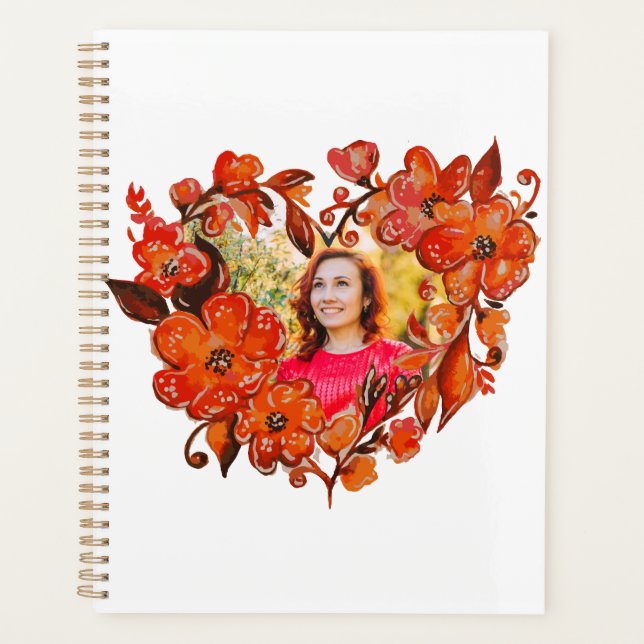 Watercolor Floral Wreath Heart Photo (Devant)
