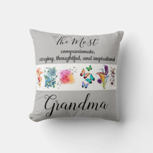 Watercolor Floral Wreath in Vivid Rainbow Colours  Throw Pillow