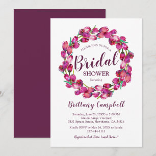 Watercolor Floral Wreath Pink Bridal Shower Invitation