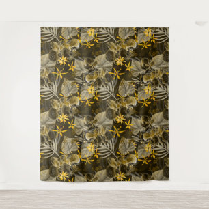 Watercolor floral yellow-brown pattern. tapestry