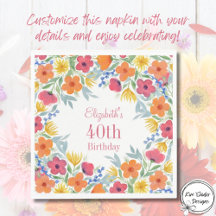 Watercolor Florals 40th Birthday
